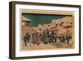 Yoshiwara Sakura No Zu-Utagawa Hiroshige-Framed Giclee Print