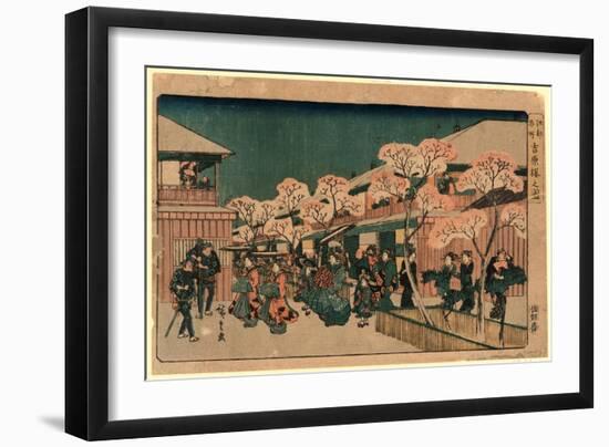 Yoshiwara Sakura No Zu-Utagawa Hiroshige-Framed Giclee Print