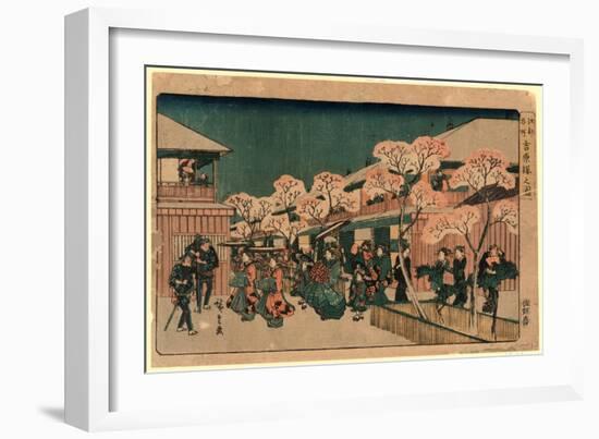 Yoshiwara Sakura No Zu-Utagawa Hiroshige-Framed Giclee Print