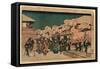 Yoshiwara Sakura No Zu-Utagawa Hiroshige-Framed Stretched Canvas