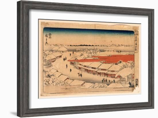 Yoshiwara Yuki No Asa-Utagawa Hiroshige-Framed Giclee Print