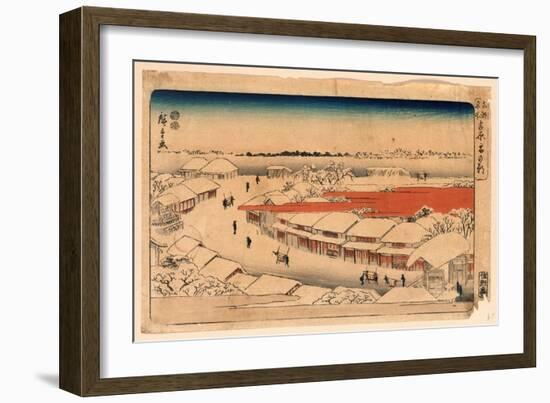 Yoshiwara Yuki No Asa-Utagawa Hiroshige-Framed Giclee Print