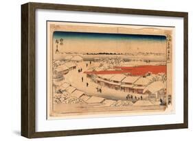 Yoshiwara Yuki No Asa-Utagawa Hiroshige-Framed Giclee Print