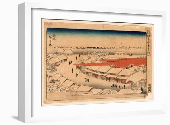 Yoshiwara Yuki No Asa-Utagawa Hiroshige-Framed Giclee Print
