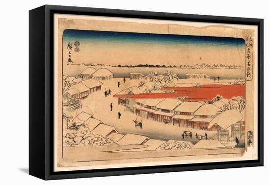 Yoshiwara Yuki No Asa-Utagawa Hiroshige-Framed Stretched Canvas