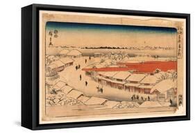 Yoshiwara Yuki No Asa-Utagawa Hiroshige-Framed Stretched Canvas
