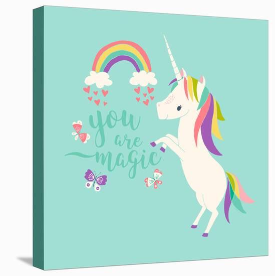 You are Magic - Rainbow and Unicorn-Heather Rosas-Stretched Canvas