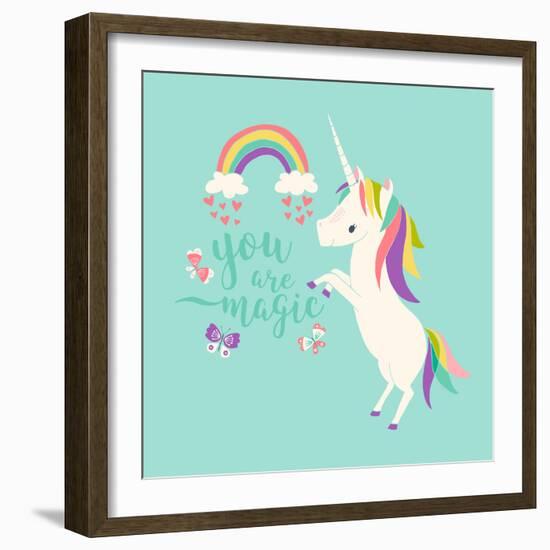 You are Magic - Rainbow and Unicorn-Heather Rosas-Framed Art Print