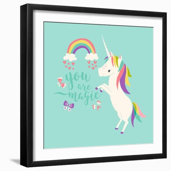 You are Magic - Rainbow and Unicorn-Heather Rosas-Framed Art Print