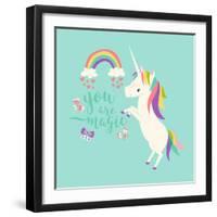 You are Magic - Rainbow and Unicorn-Heather Rosas-Framed Art Print