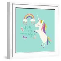 You are Magic - Rainbow and Unicorn-Heather Rosas-Framed Art Print