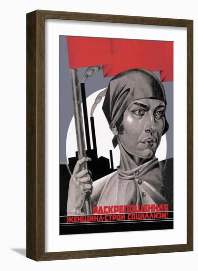 You Are Now a Free Woman, Help Build Socialism!-Adolf Strakhov-Framed Art Print