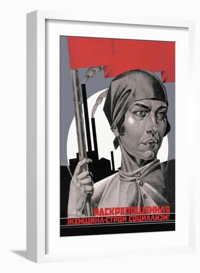 You Are Now a Free Woman, Help Build Socialism!-Adolf Strakhov-Framed Art Print