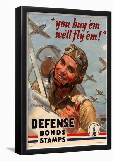 You Buy Em We'll Fly Em Defense Bonds Stamps WWII War Propaganda Art Print Poster-null-Framed Poster