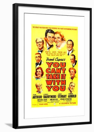 YOU CAN'T TAKE IT WITH YOU, James Stewart, Jean Arthur, 1938.-null-Framed Premium Giclee Print