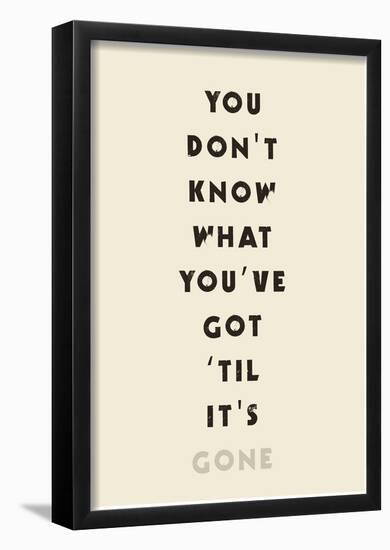 You Don't Know What You've Got 'Til It's Gone-null-Framed Poster