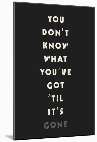 You Don't Know What You've Got 'Til It's Gone-null-Mounted Poster