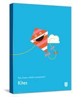 You Know What's Awesome? Kites (Blue)-Wee Society-Stretched Canvas