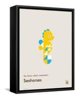 You Know What's Awesome? Seahorses (Gray)-Wee Society-Framed Stretched Canvas