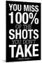 You Miss 100% of the Shots You Don't Take (Black) Motivational Plastic Sign-null-Mounted Art Print