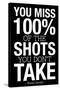 You Miss 100% of the Shots You Don't Take (Black) Motivational Plastic Sign-null-Stretched Canvas