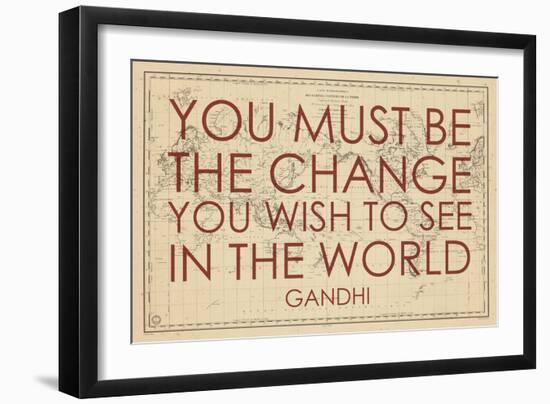 You must Be the Change You Wish to See in the World (Gandhi) - 1835, World Map-null-Framed Giclee Print