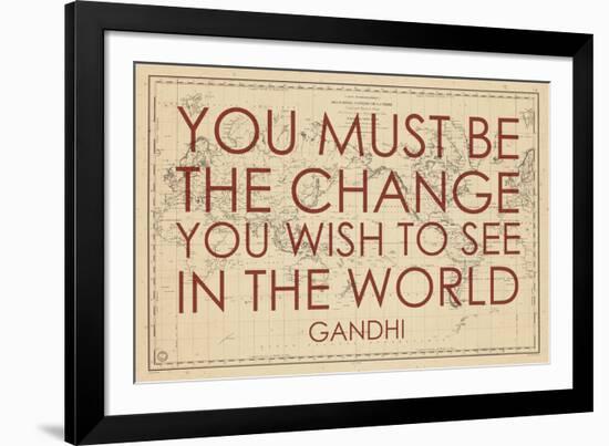 You must Be the Change You Wish to See in the World (Gandhi) - 1835, World Map-null-Framed Giclee Print