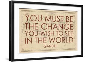 You must Be the Change You Wish to See in the World (Gandhi) - 1835, World Map-null-Framed Giclee Print