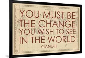 You must Be the Change You Wish to See in the World (Gandhi) - 1835, World Map-null-Framed Giclee Print