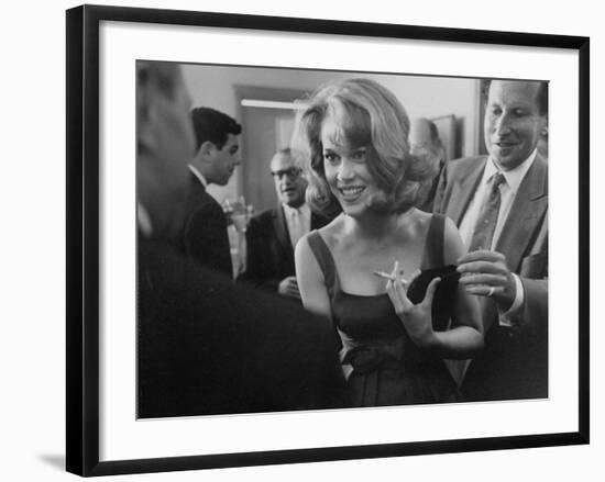 Young Actress Jane Fonda at a Cocktail Party Given for Her-Allan Grant-Framed Premium Photographic Print