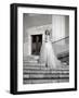 Young Adult Female in Long Wedding Dress Standing on Steps-Steven Boone-Framed Photographic Print