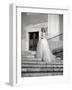 Young Adult Female in Long Wedding Dress Standing on Steps-Steven Boone-Framed Photographic Print