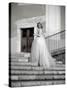 Young Adult Female in Long Wedding Dress Standing on Steps-Steven Boone-Stretched Canvas