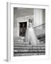 Young Adult Female in Long Wedding Dress Standing on Steps-Steven Boone-Framed Photographic Print