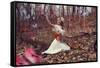 Young Adult Female with Butterflies in Woods-Ariel Marie Miller-Framed Stretched Canvas