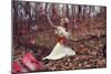 Young Adult Female with Butterflies in Woods-Ariel Marie Miller-Mounted Photographic Print