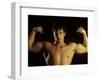 Young Adult Male Posing with Arms Flexed-Chris Trotman-Framed Photographic Print