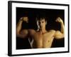 Young Adult Male Posing with Arms Flexed-Chris Trotman-Framed Photographic Print