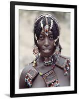 Young Afar Girl at Senbete Market, Her Elaborate Hairstyle and Beaded Jewellery-Nigel Pavitt-Framed Photographic Print