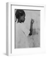 Young African American Girl at Chalkboard Photograph - Marlington, WV-Lantern Press-Framed Art Print