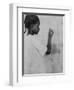 Young African American Girl at Chalkboard Photograph - Marlington, WV-Lantern Press-Framed Art Print