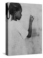 Young African American Girl at Chalkboard Photograph - Marlington, WV-Lantern Press-Stretched Canvas