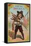 Young America', Label Featuring a Boy Holding Fireworks, C.1905-null-Framed Stretched Canvas