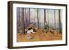 Young and Old Sportsmen with Their Bird Dogs in the Fall Woods, Circa 1900-null-Framed Giclee Print