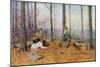 Young and Old Sportsmen with Their Bird Dogs in the Fall Woods, Circa 1900-null-Mounted Giclee Print