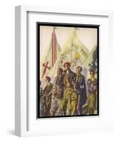 Young and Old Stand Together with Pride as Members of the Requetes the Carlist Militia Movement-Carlos S. De Tejada-Framed Art Print