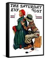 "Young Artist" or "She's My Baby" Saturday Evening Post Cover, June 4,1927-Norman Rockwell-Framed Stretched Canvas