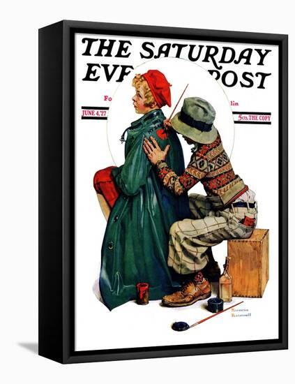 "Young Artist" or "She's My Baby" Saturday Evening Post Cover, June 4,1927-Norman Rockwell-Framed Stretched Canvas