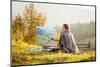 Young Artist Painting an Autumn Landscape-George D.-Mounted Photographic Print