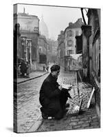 Young Artist Paints Sacre Coeur from the Ancient Rue Narvins-Ed Clark-Stretched Canvas
